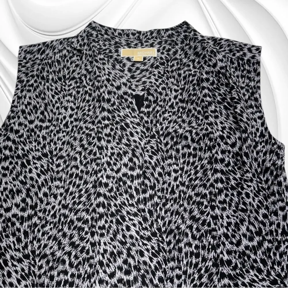 MICHAEL KORS Black Leopard Sleeveless Jumpsuit